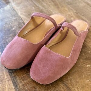 Madewell Suede Rose Slip On Mary Jane Mules NWOT